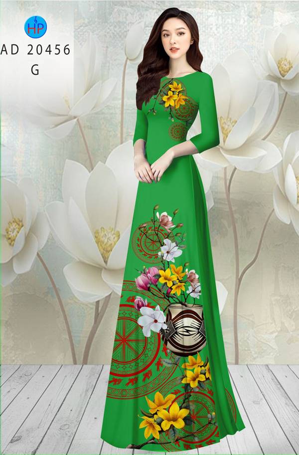 Vải Áo Dài Tết Hoa in 3D AD 20456 50